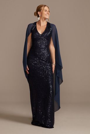 Allover Sequin Gown with Attached ...
